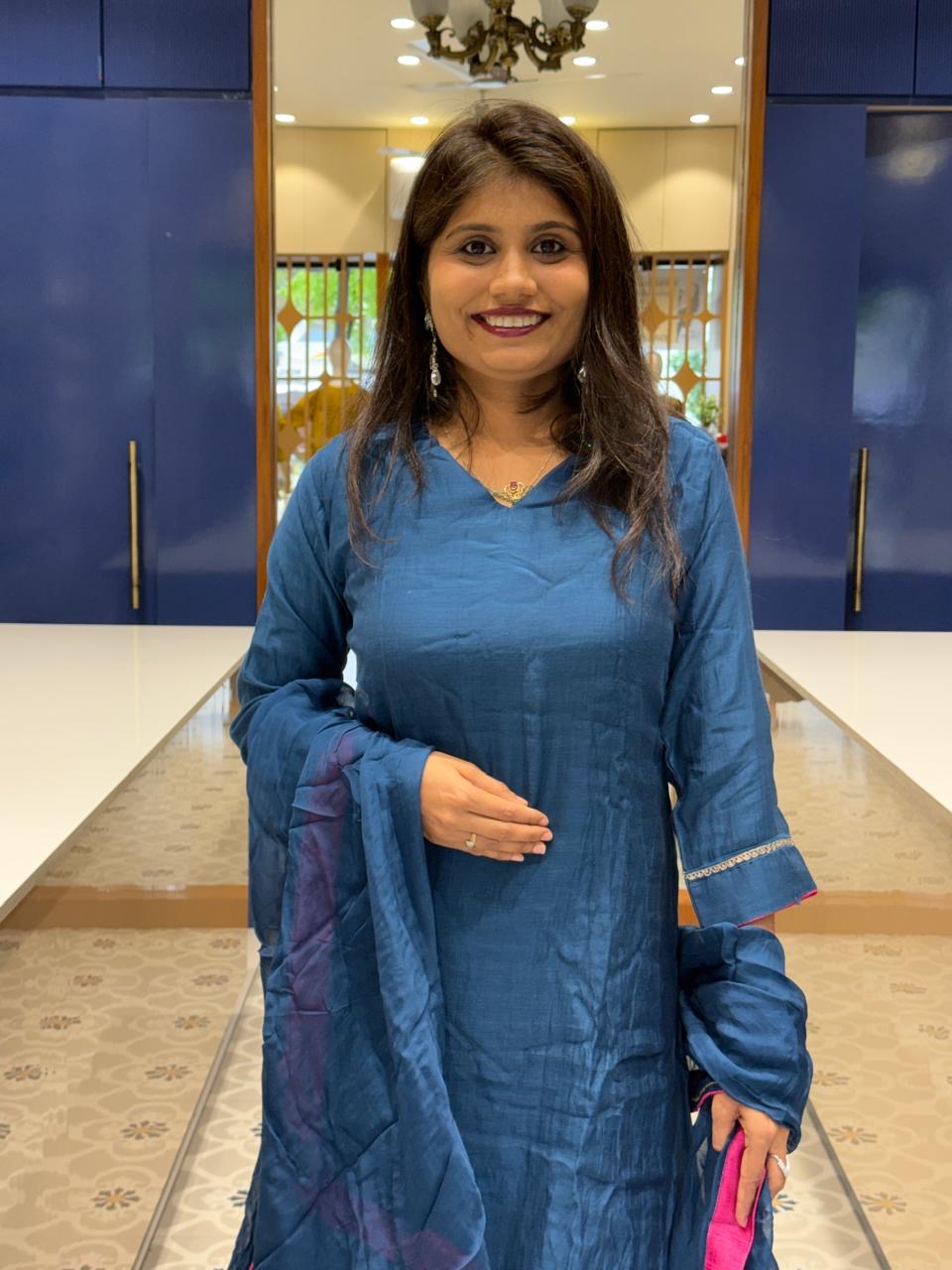 Blue Mul Chanderi: 265