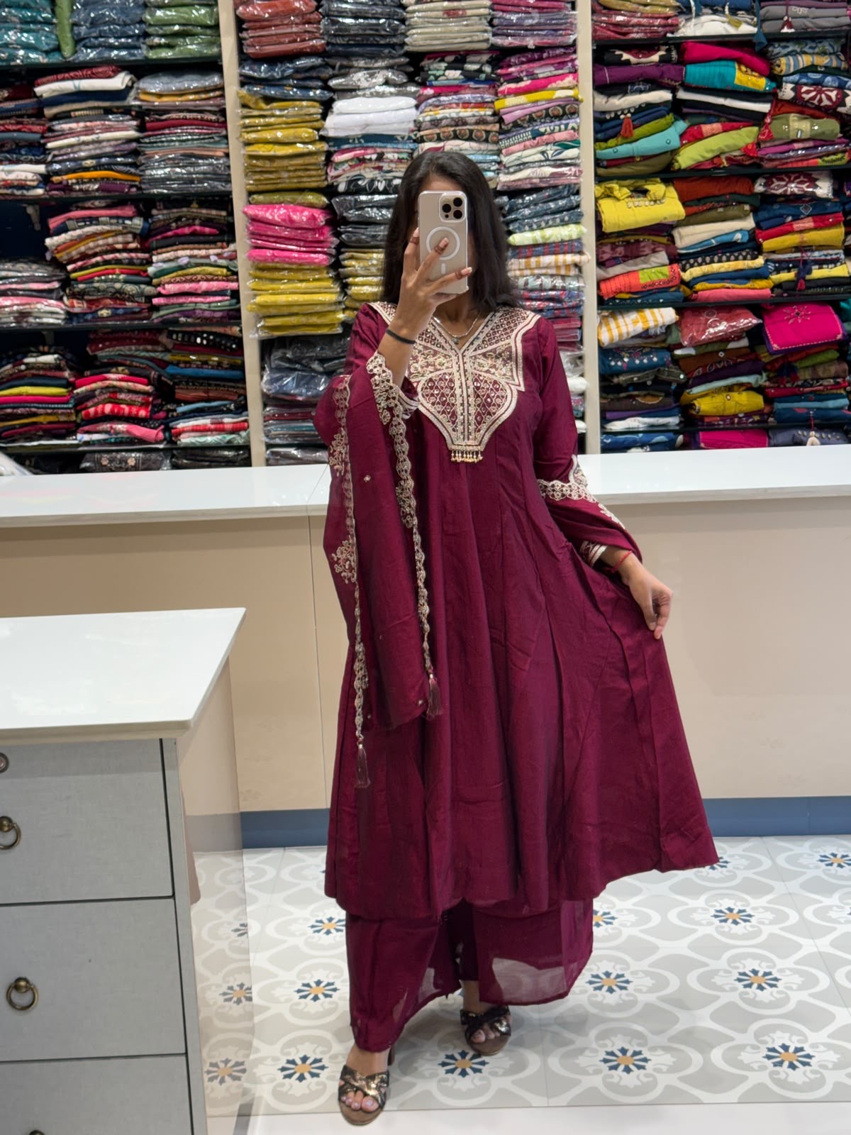 Pashmina Anarkali Dress: 222