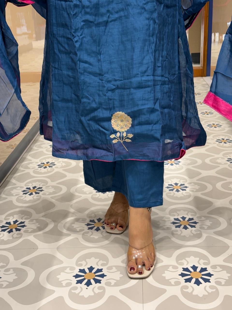 Blue Mul Chanderi: 265