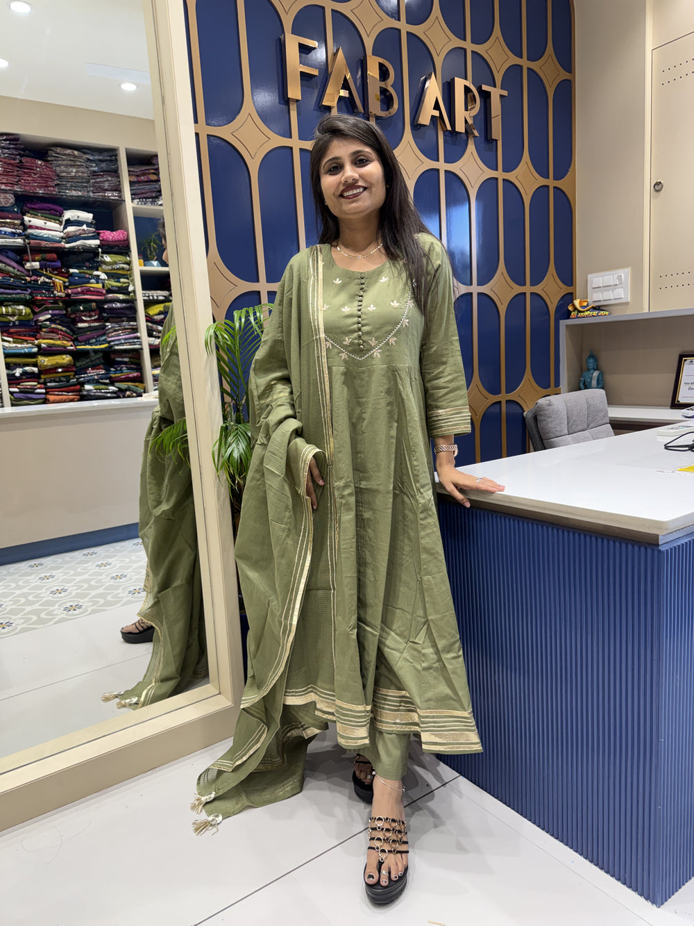 Cotton Anarkali Dress: 0085