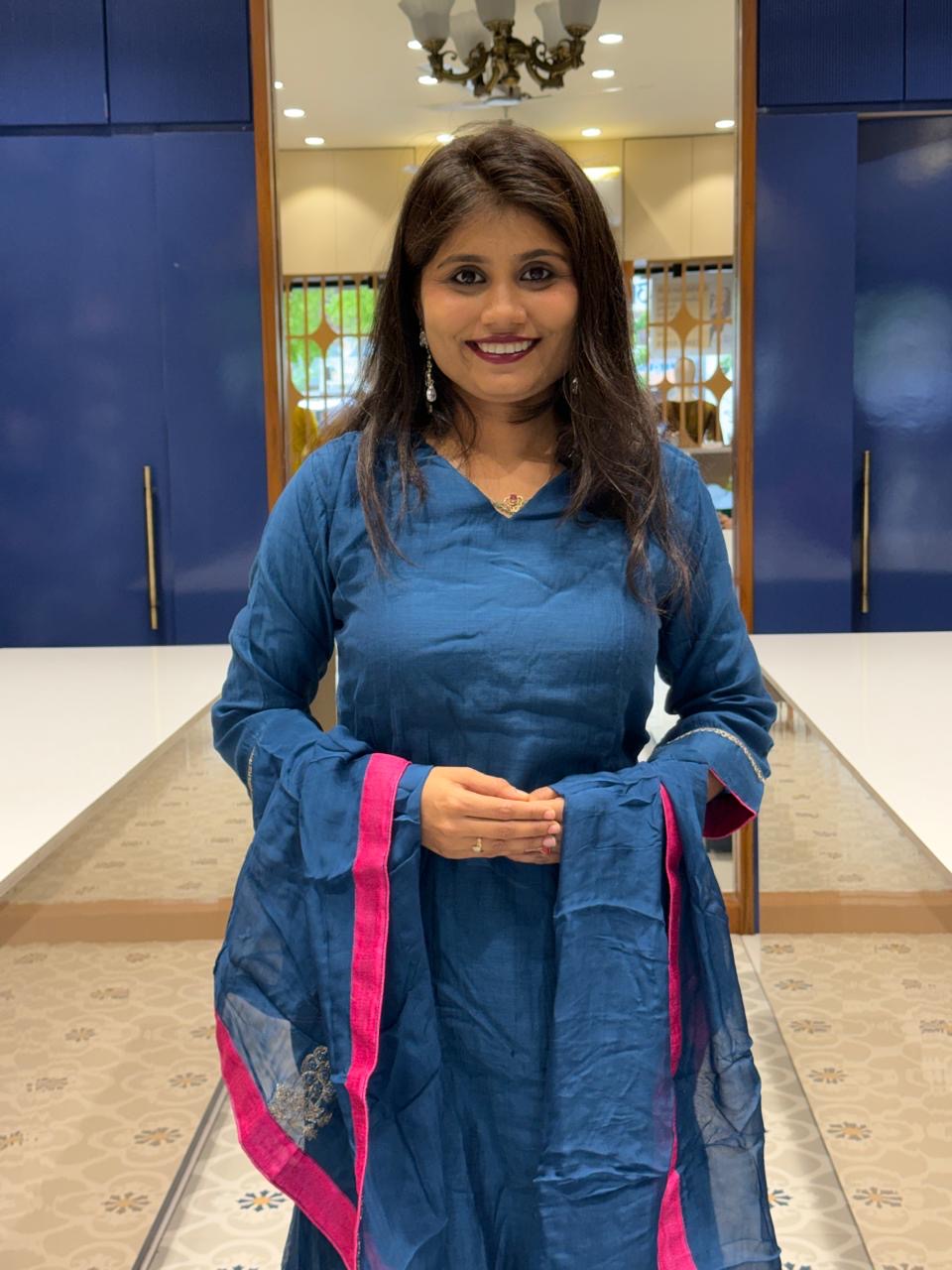 Blue Mul Chanderi: 265