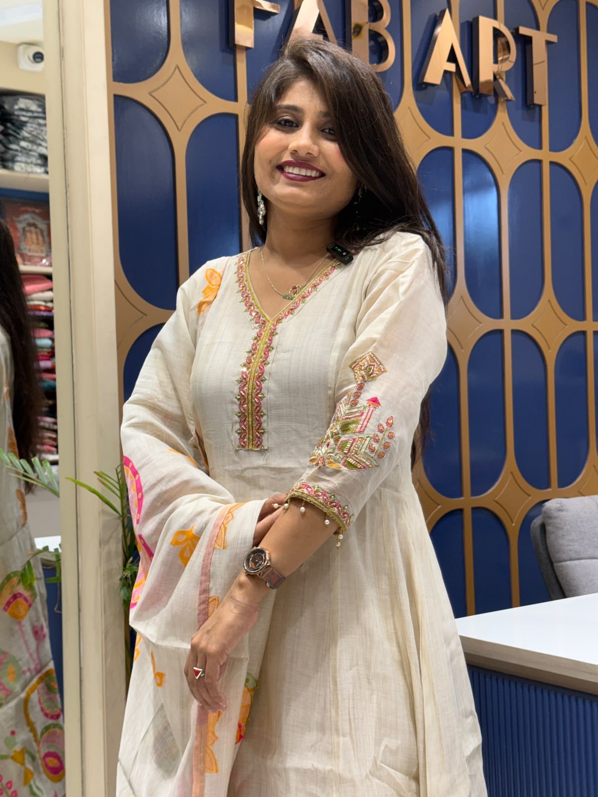 Jamdani White Anarkali: 268