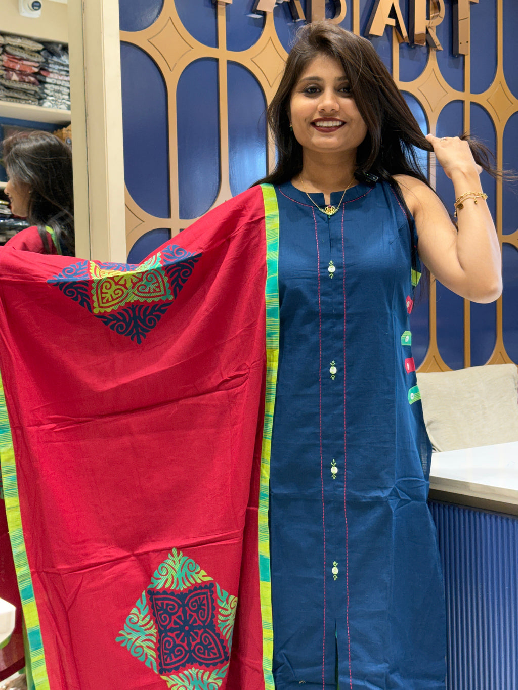 Super Hit Jamdani Dress: 0098