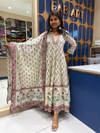White Floral Anarkali: 260