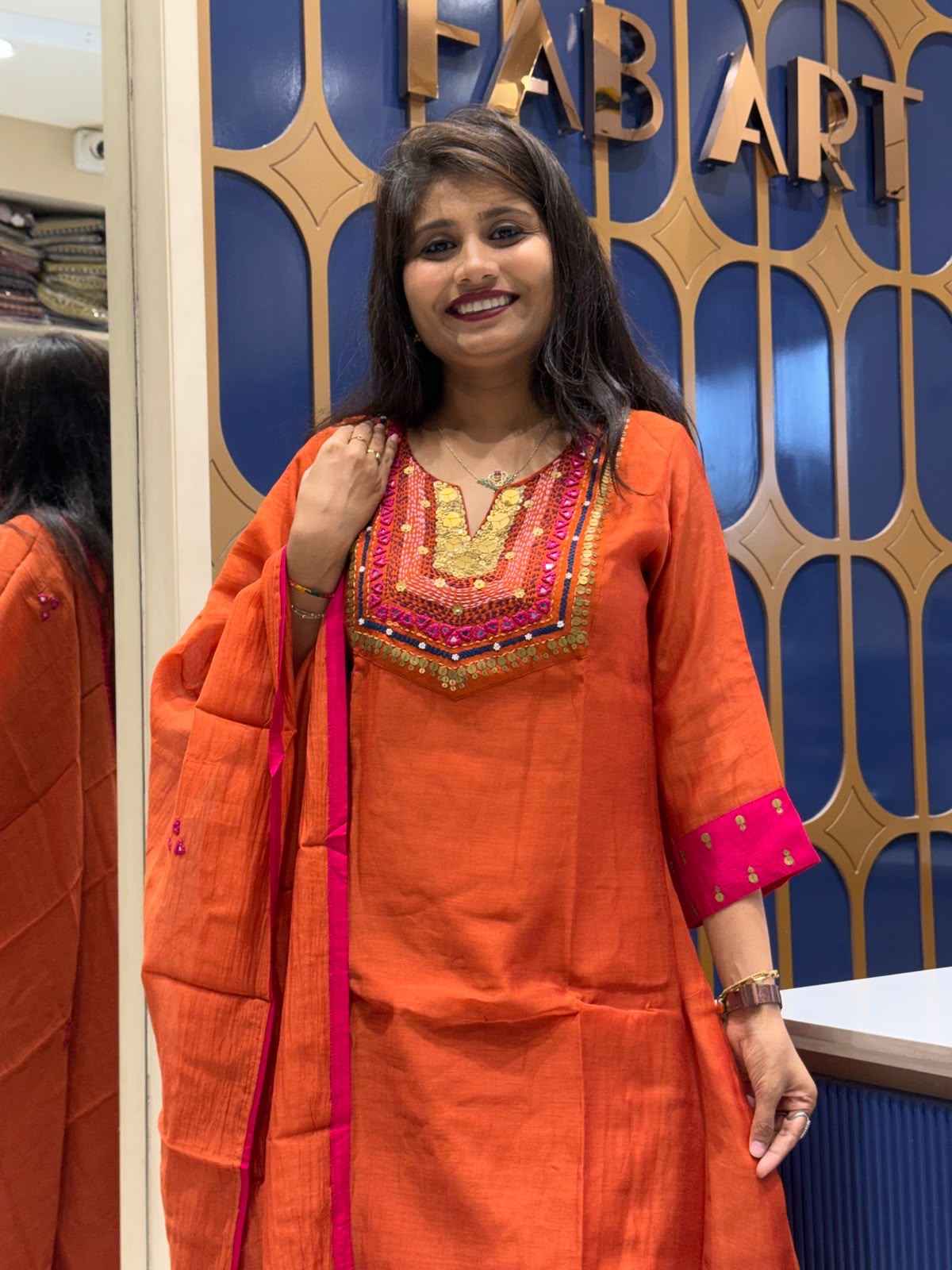 Orange Banaras Mul Chanderi: 227
