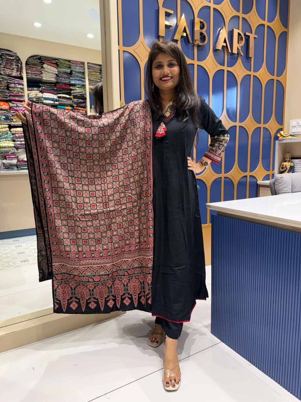 Ajarakh Duppata Set: 339