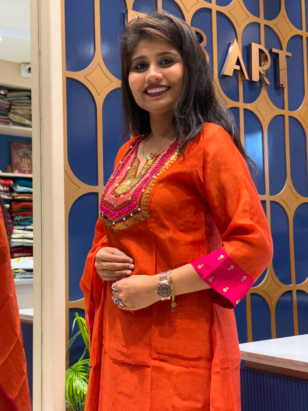 Orange Banaras Mul Chanderi: 227