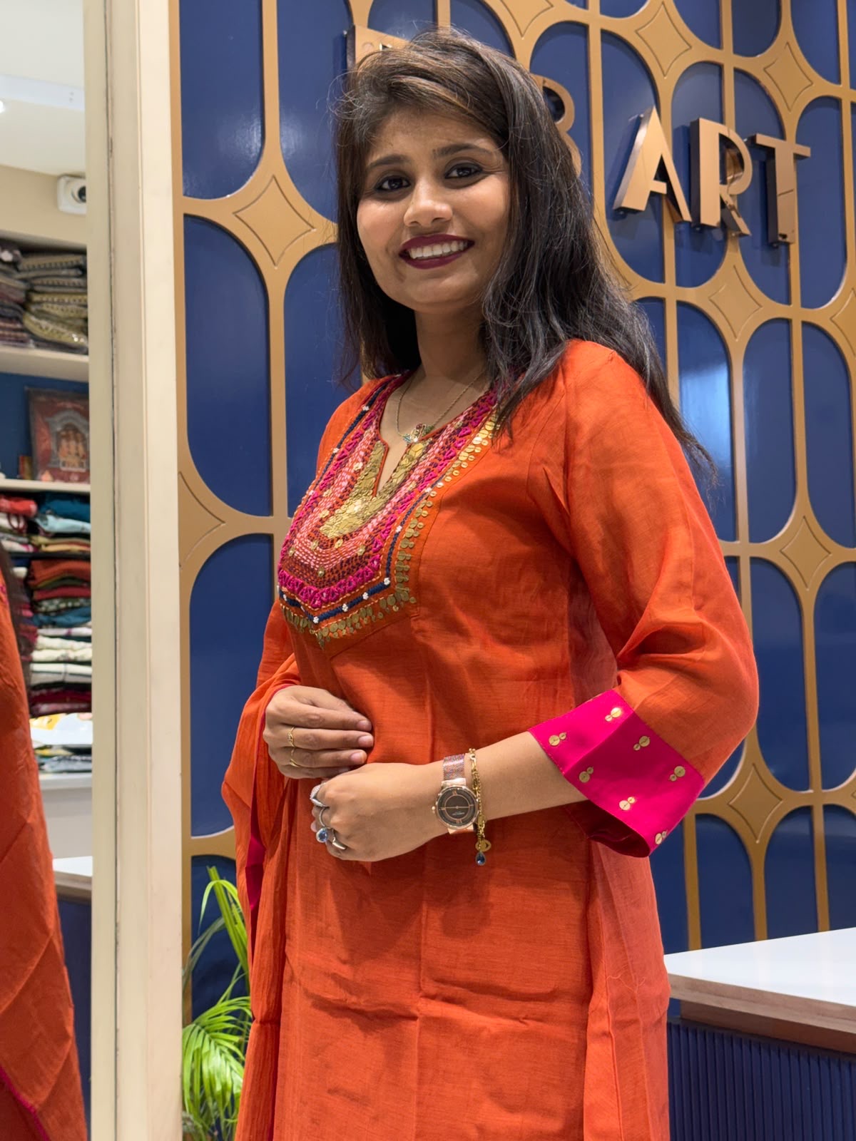 Orange Banaras Mul Chanderi: 227