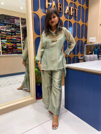 Blueish Golden Co-ord Set: 203