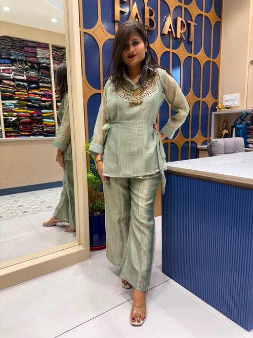 Blueish Golden Co-ord Set: 203