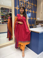 Cherry Red Dupatta Dress: 288