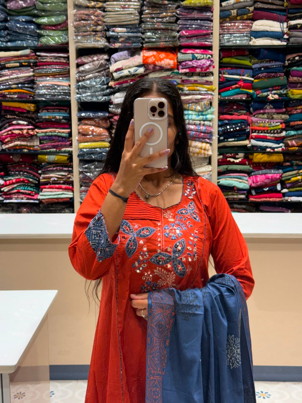 Contrast Duppata Dress: 226