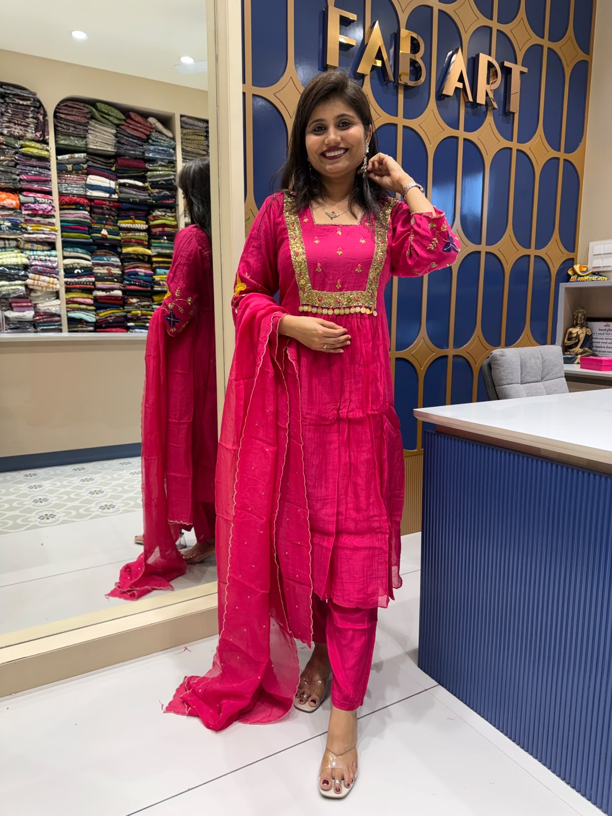 Preety Pink Mul Chanderi: 198