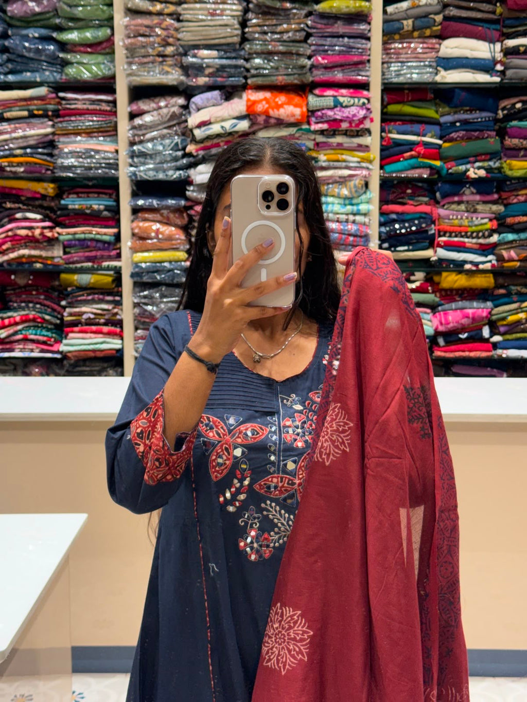 Contrast Duppata Dress: 226