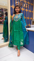 Rangmahal Pure Banarasi Mul Chanderi Colour Blocking Suit: 208