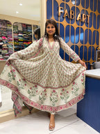 White Floral Anarkali: 260