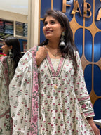 White Floral Anarkali: 260