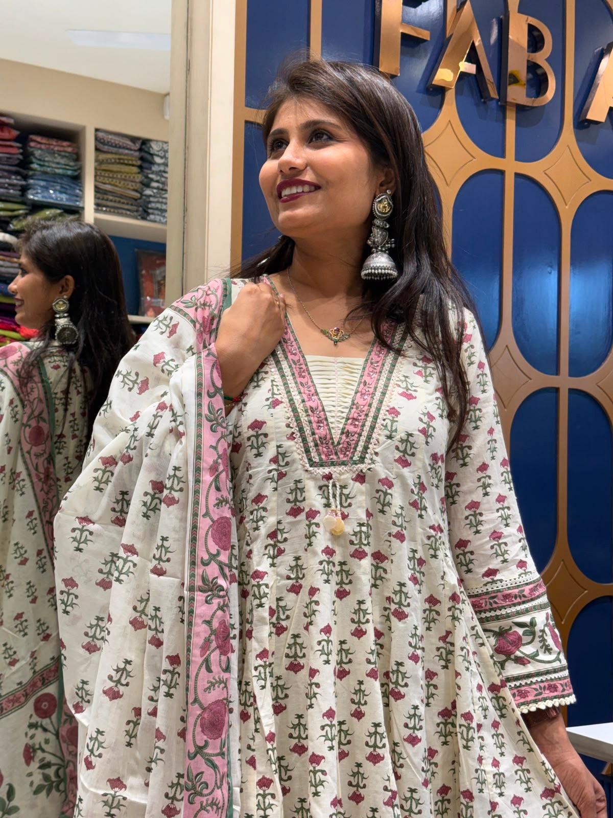 White Floral Anarkali: 260