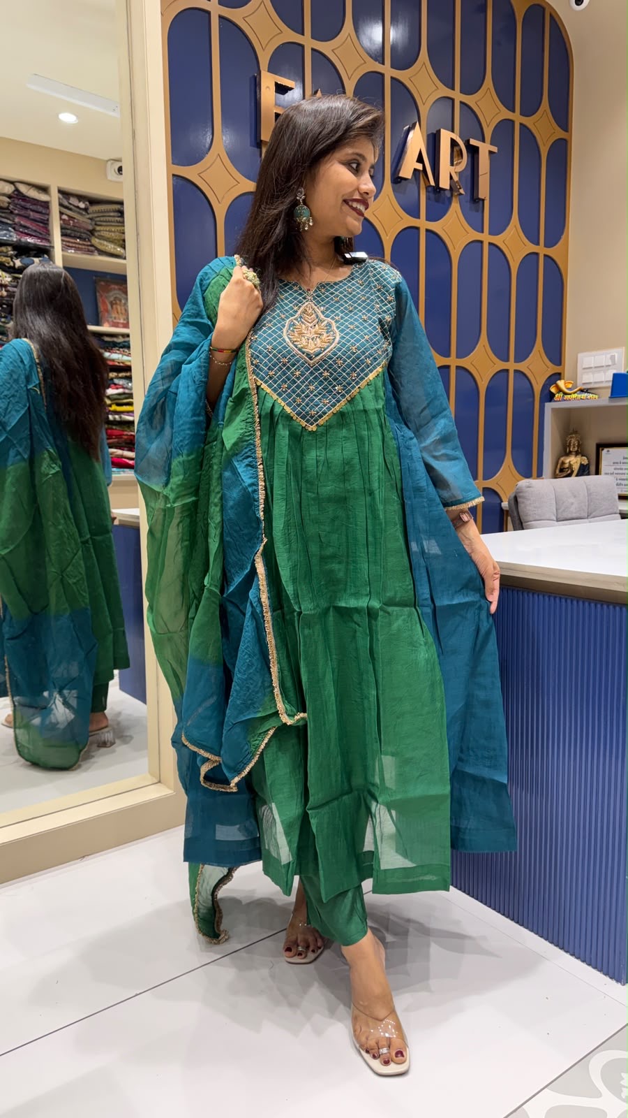 Rangmahal Pure Banarasi Mul Chanderi Colour Blocking Suit: 208