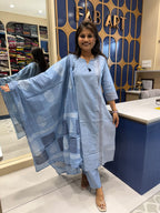 Denim Look Duppata Dress: 318