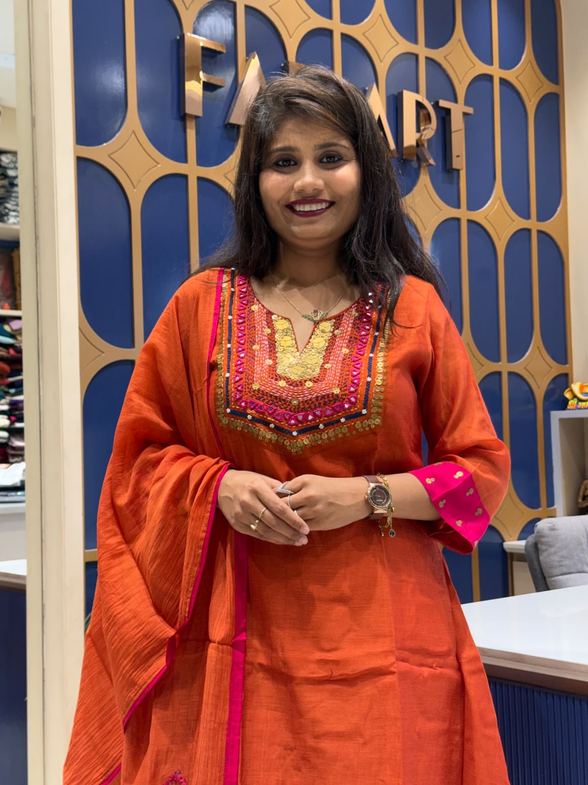 Orange Banaras Mul Chanderi: 227