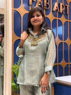 Blueish Golden Co-ord Set: 203