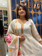 Jamdani White Anarkali: 268