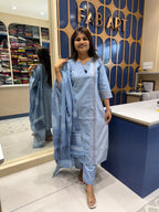 Denim Look Duppata Dress: 318
