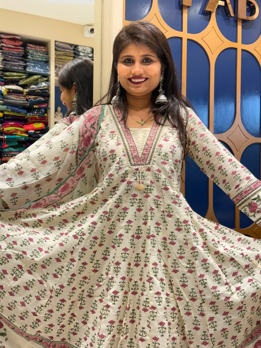 White Floral Anarkali: 260