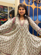White Floral Anarkali: 260