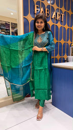 Rangmahal Pure Banarasi Mul Chanderi Colour Blocking Suit: 208