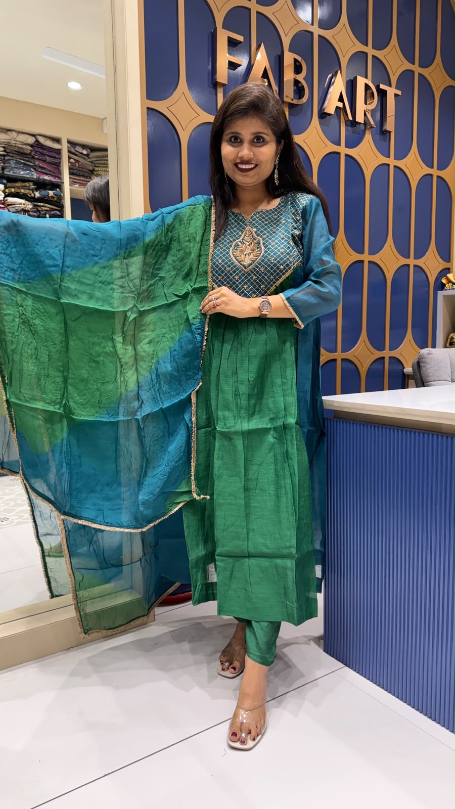 Rangmahal Pure Banarasi Mul Chanderi Colour Blocking Suit: 208