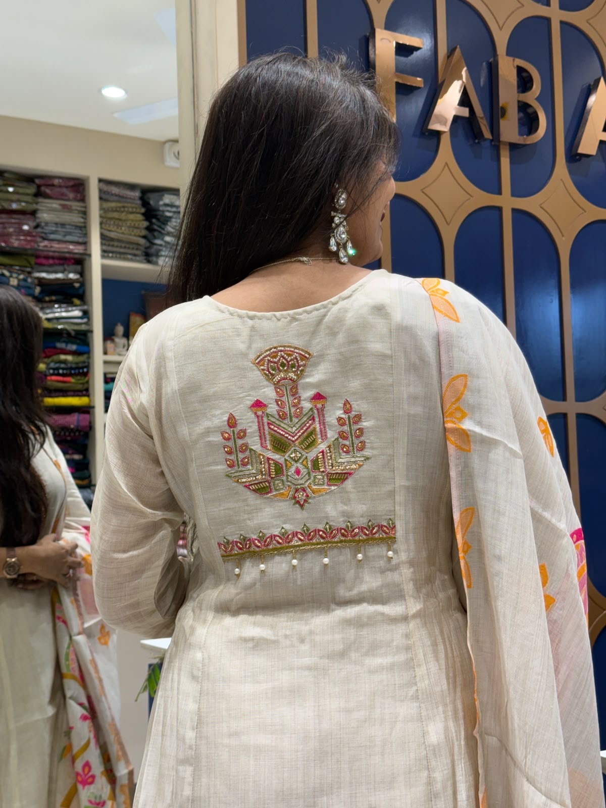 Jamdani White Anarkali: 268