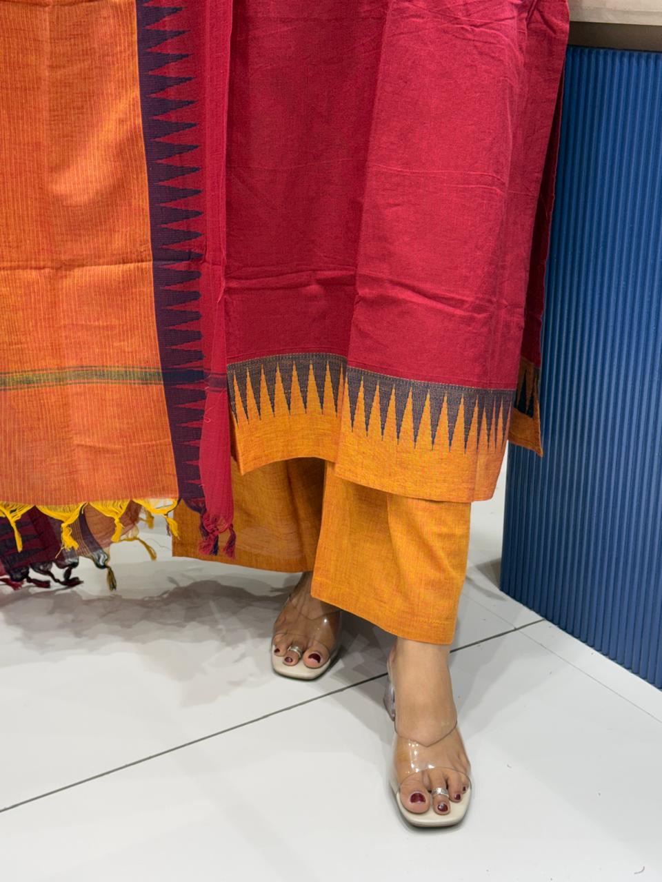 Cherry Red Dupatta Dress: 288