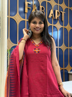 Cherry Red Dupatta Dress: 288
