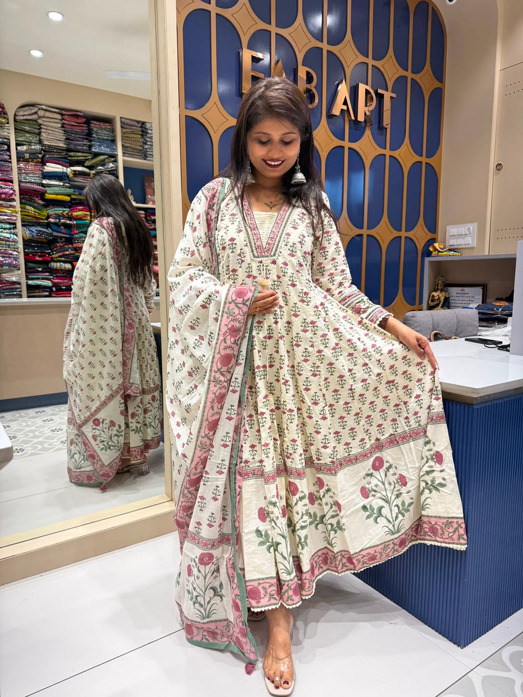 White Floral Anarkali: 260