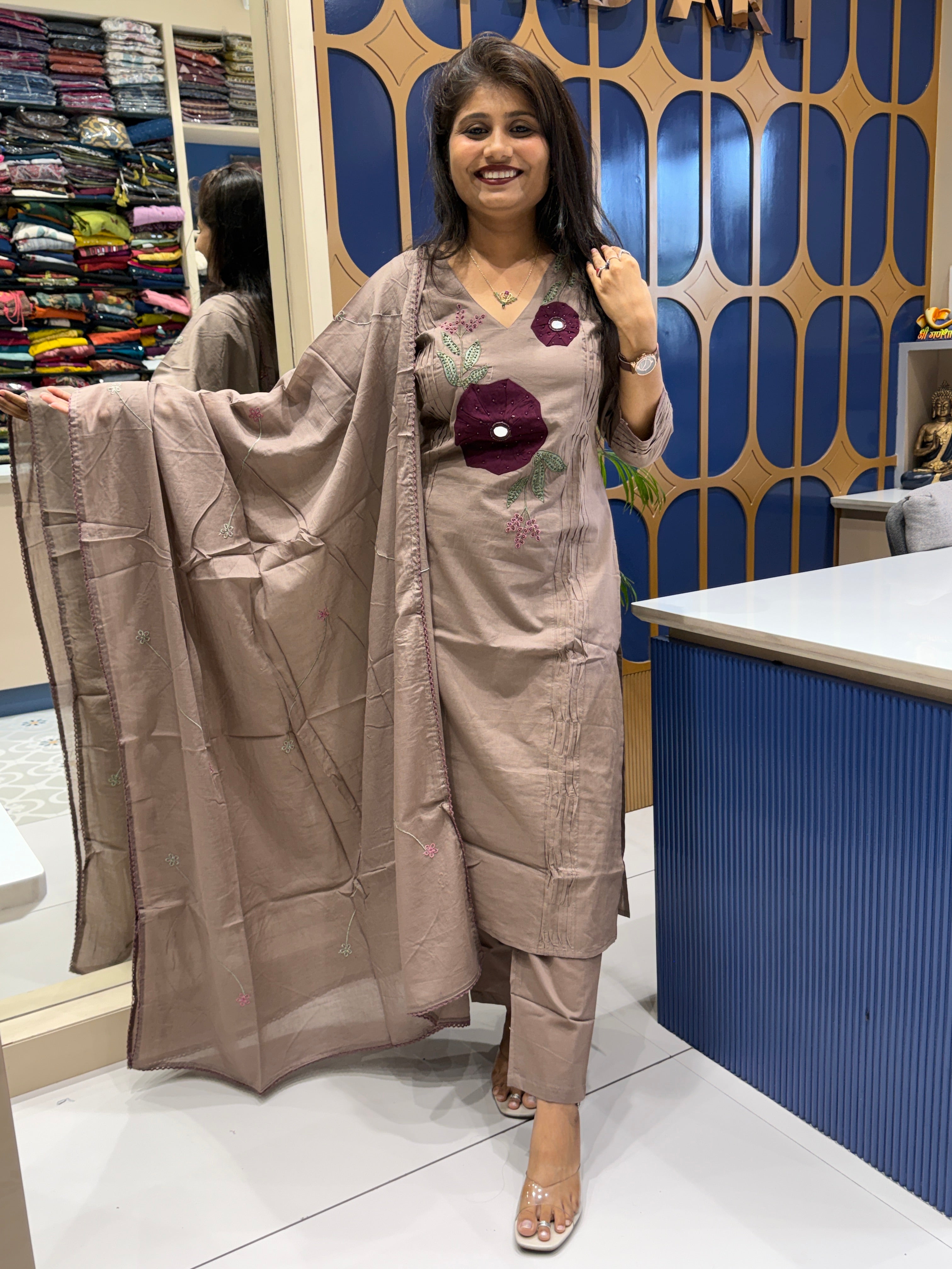 Jaipur Floral Patch Dupatta Dress: 156