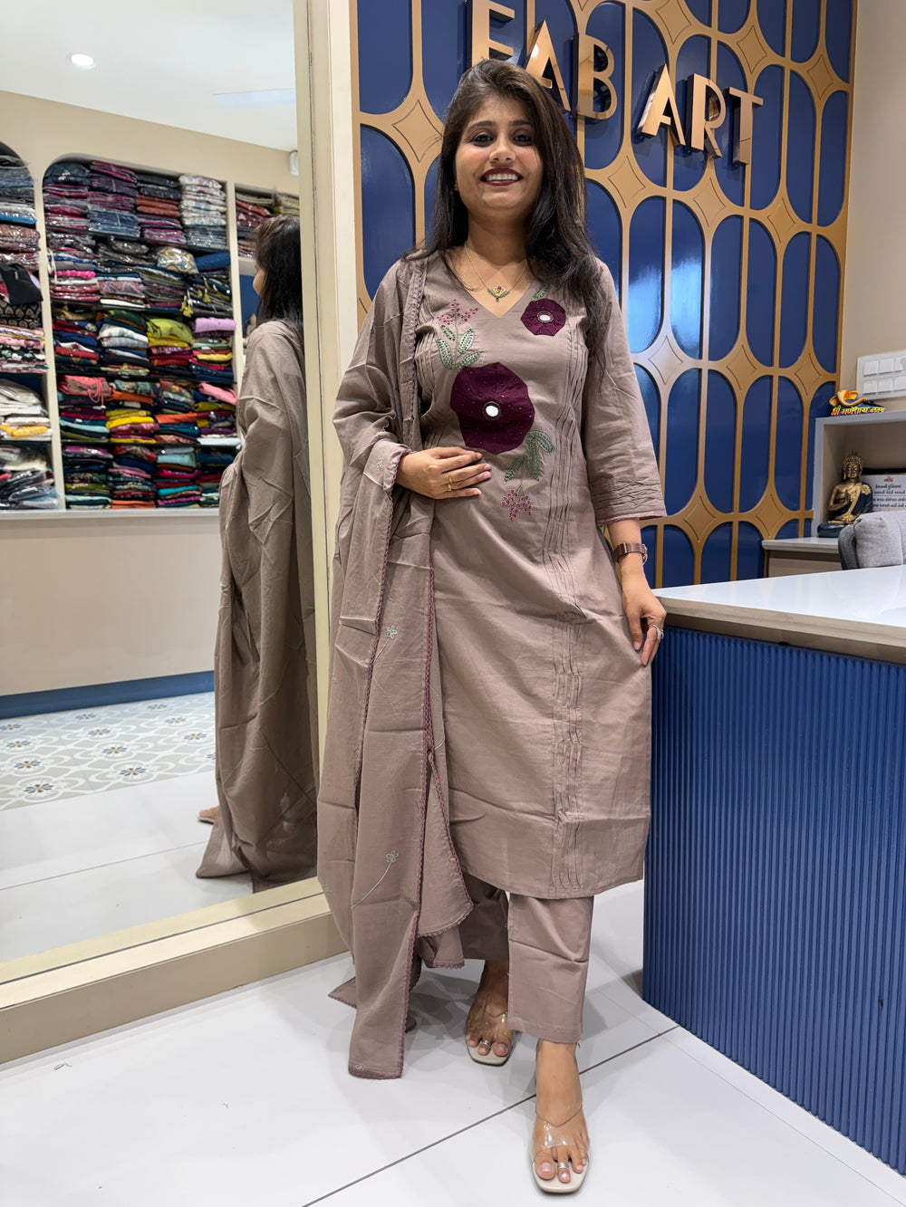 Jaipur Floral Patch Dupatta Dress: 156