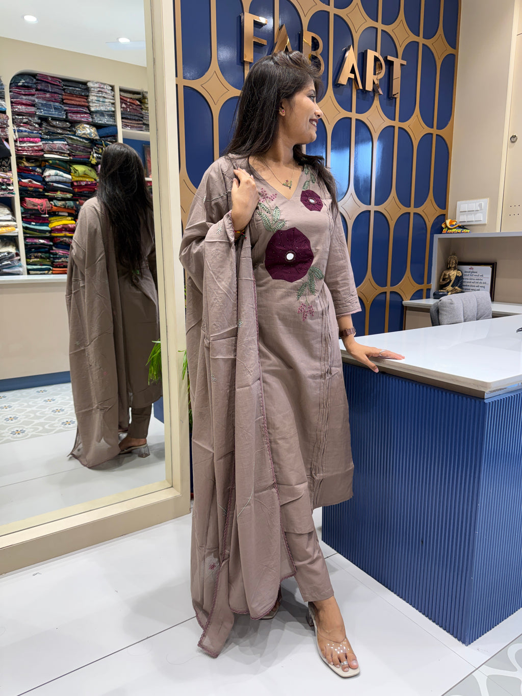 Jaipur Floral Patch Dupatta Dress: 156
