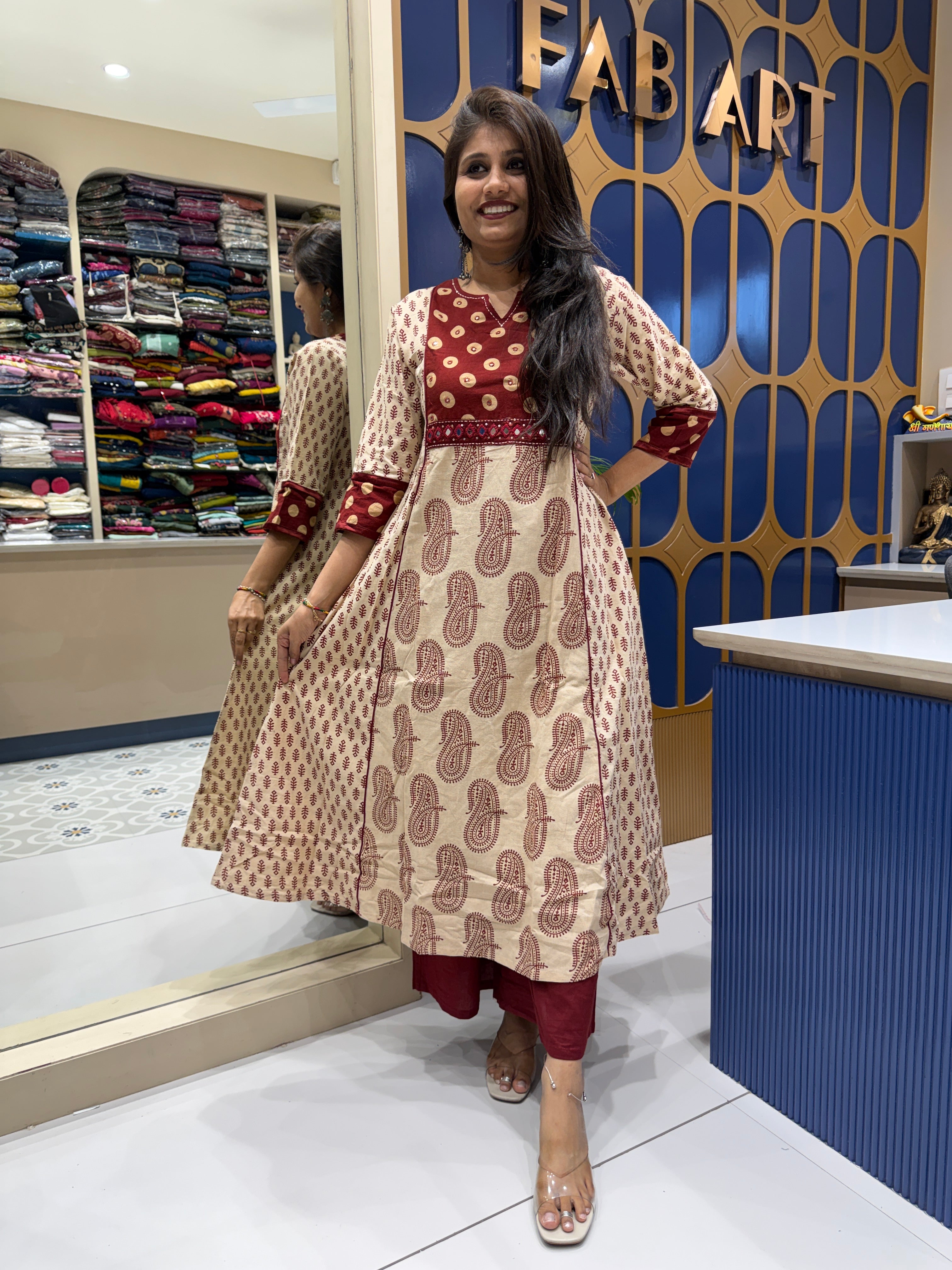 Ajrakh Vegetable Print Two-Piece: 155
