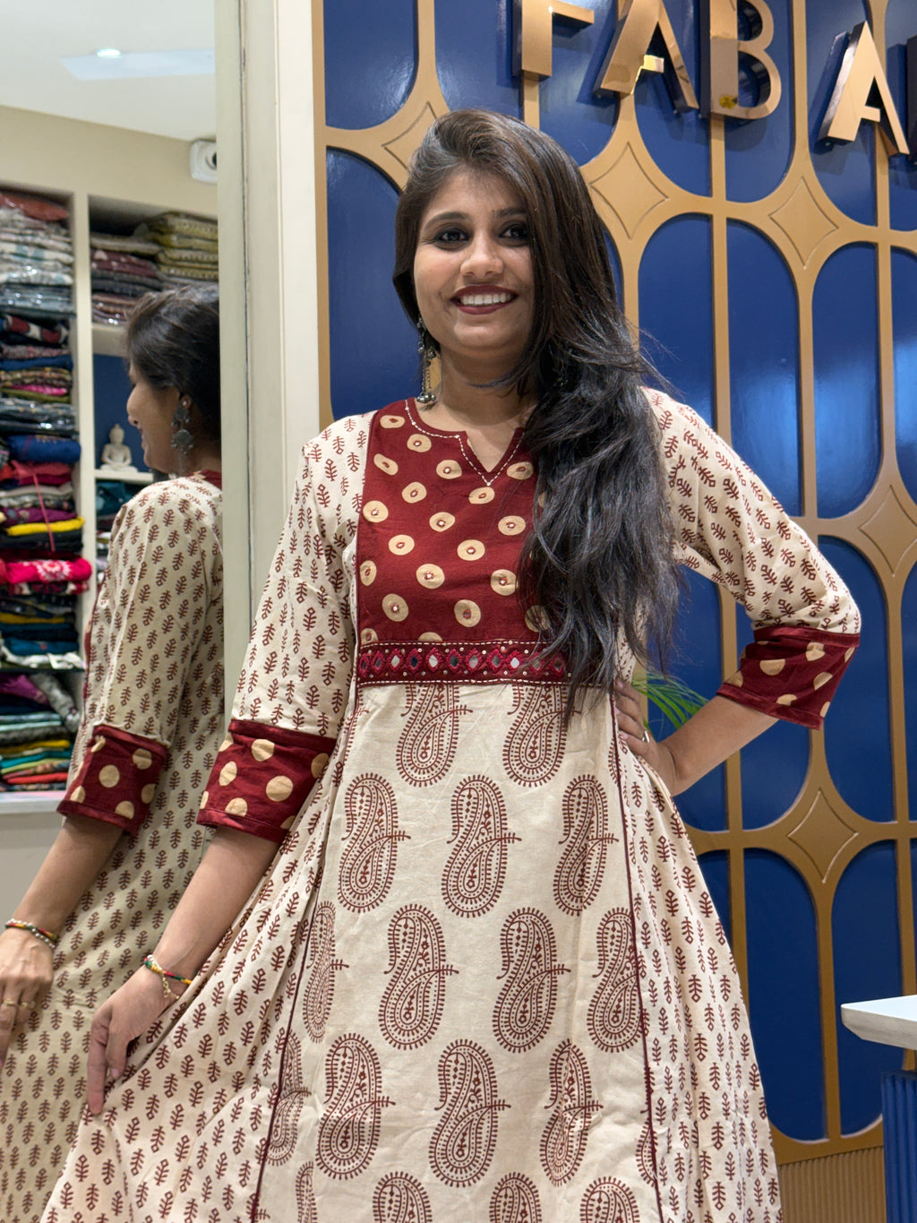 Ajrakh Vegetable Print Two-Piece: 155