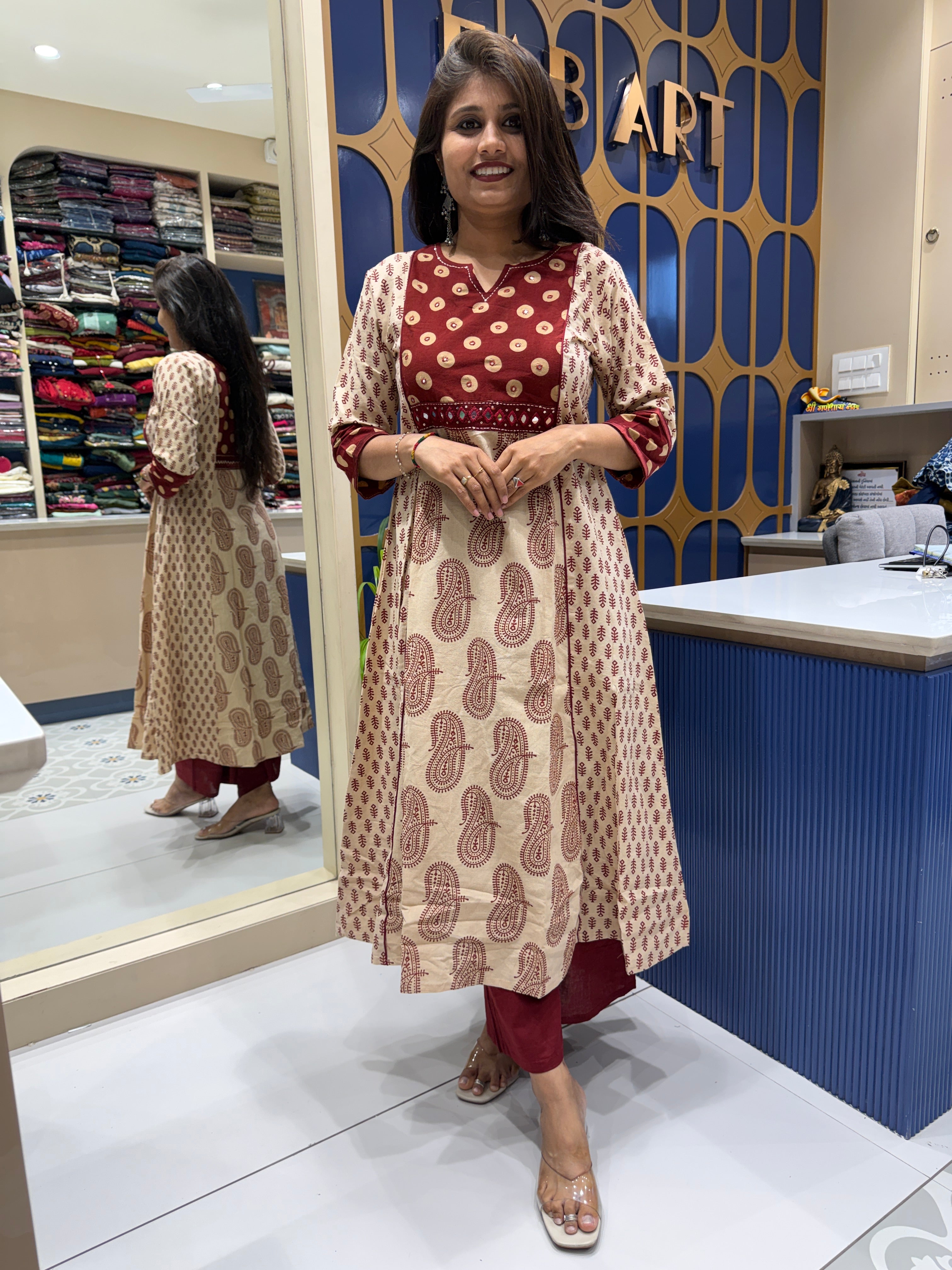 Ajrakh Vegetable Print Two-Piece: 155