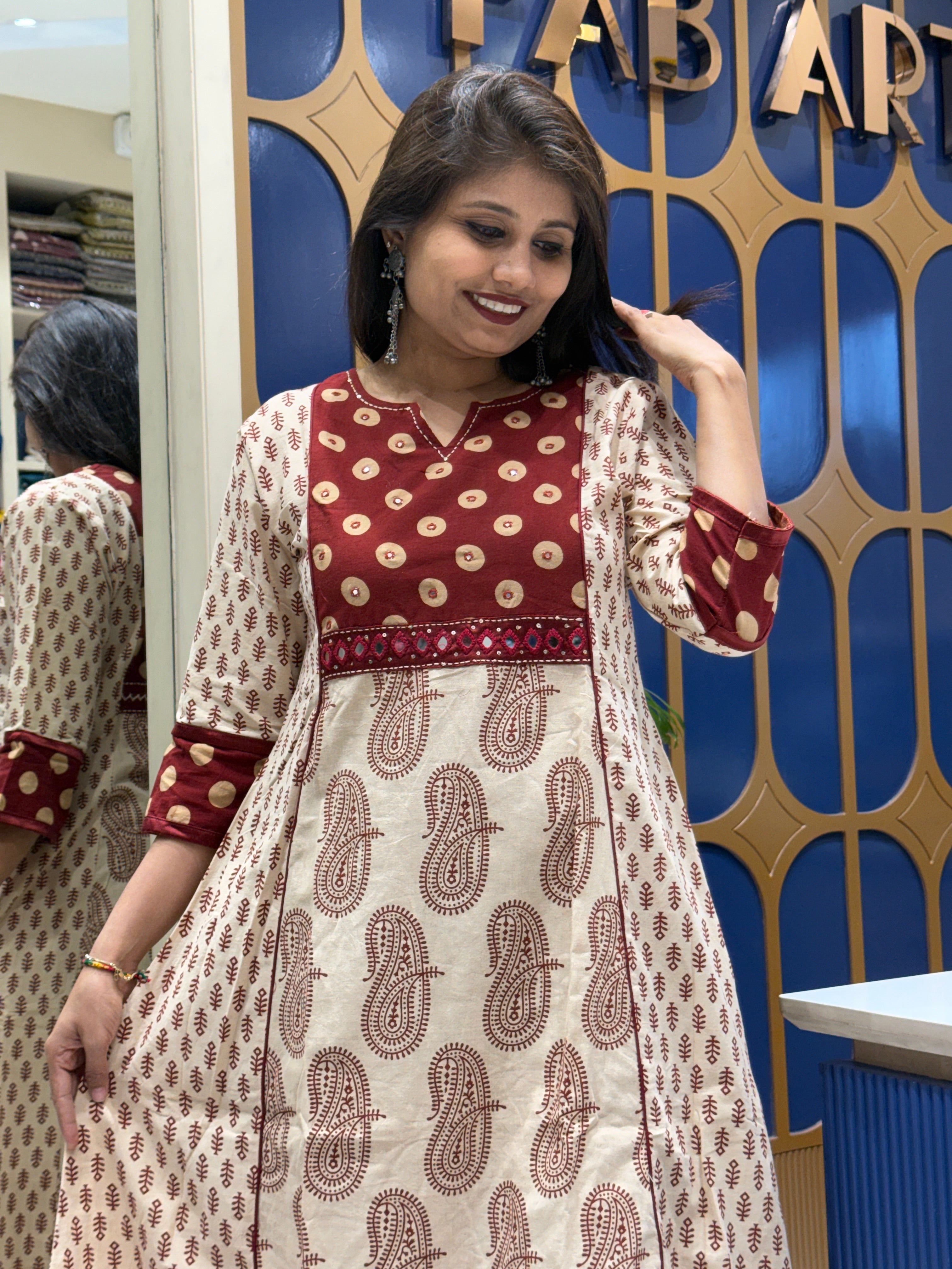 Ajrakh Vegetable Print Two-Piece: 155