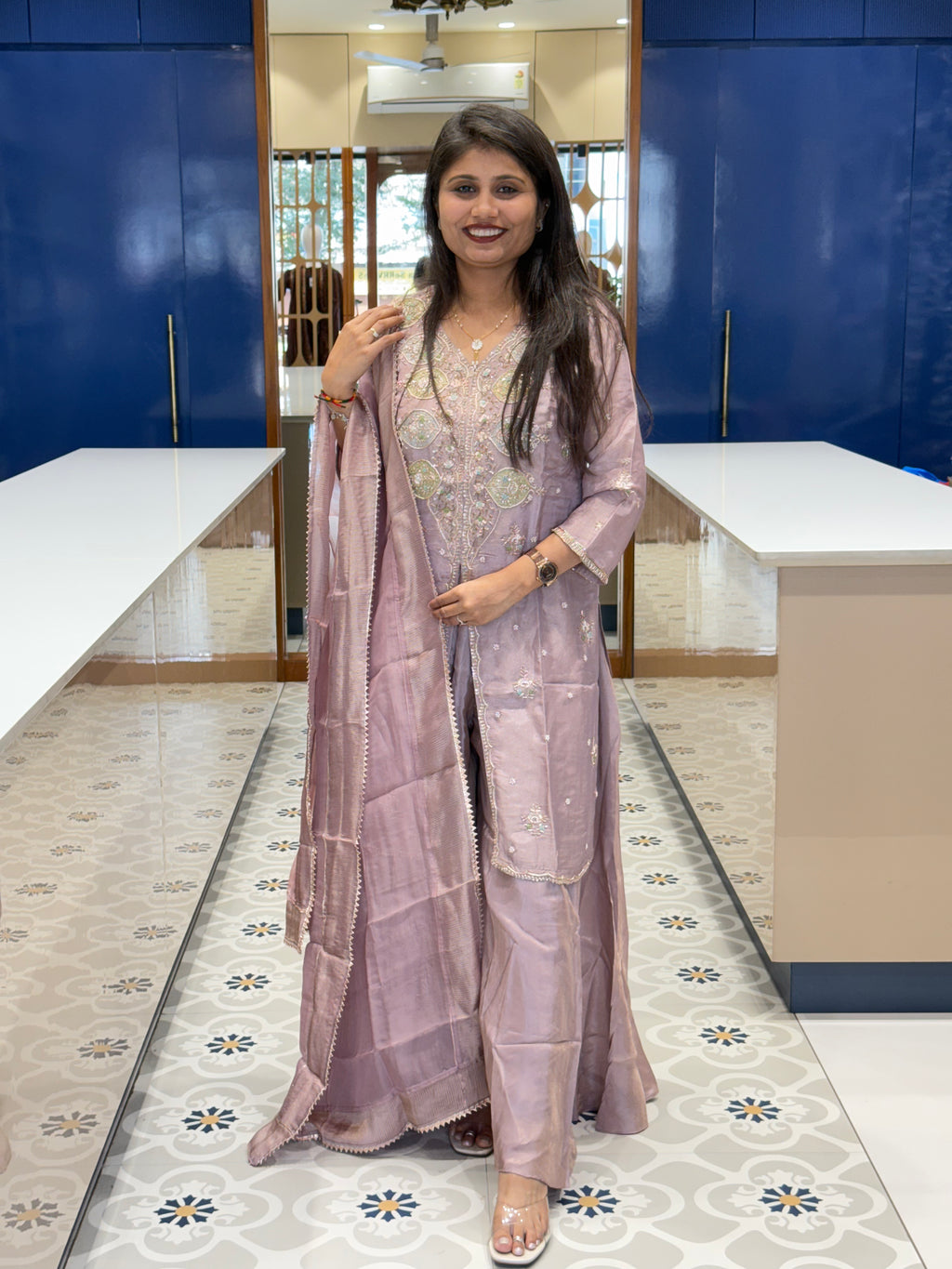 Purple Sharara Set: 0037