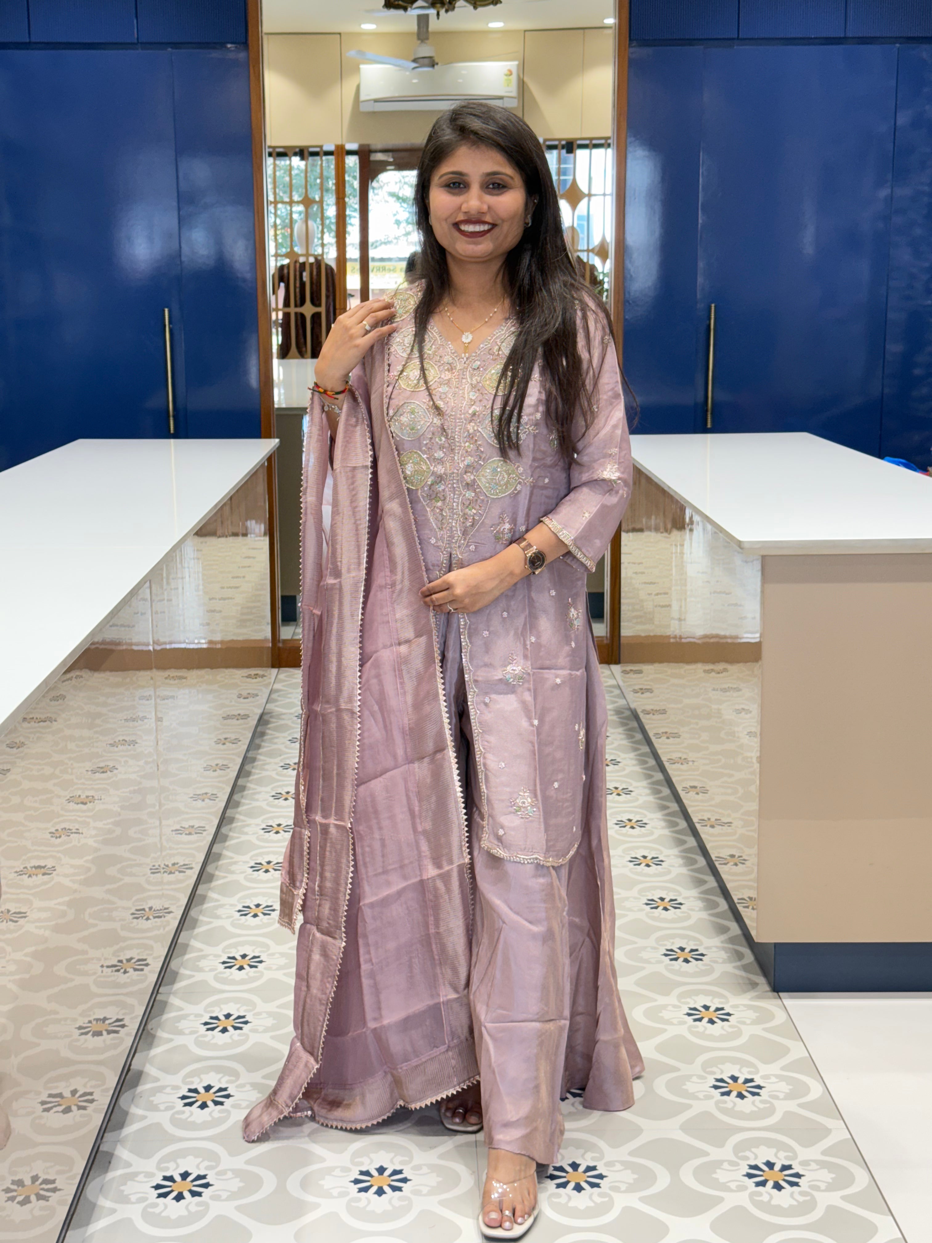 Purple Sharara Set: 0037