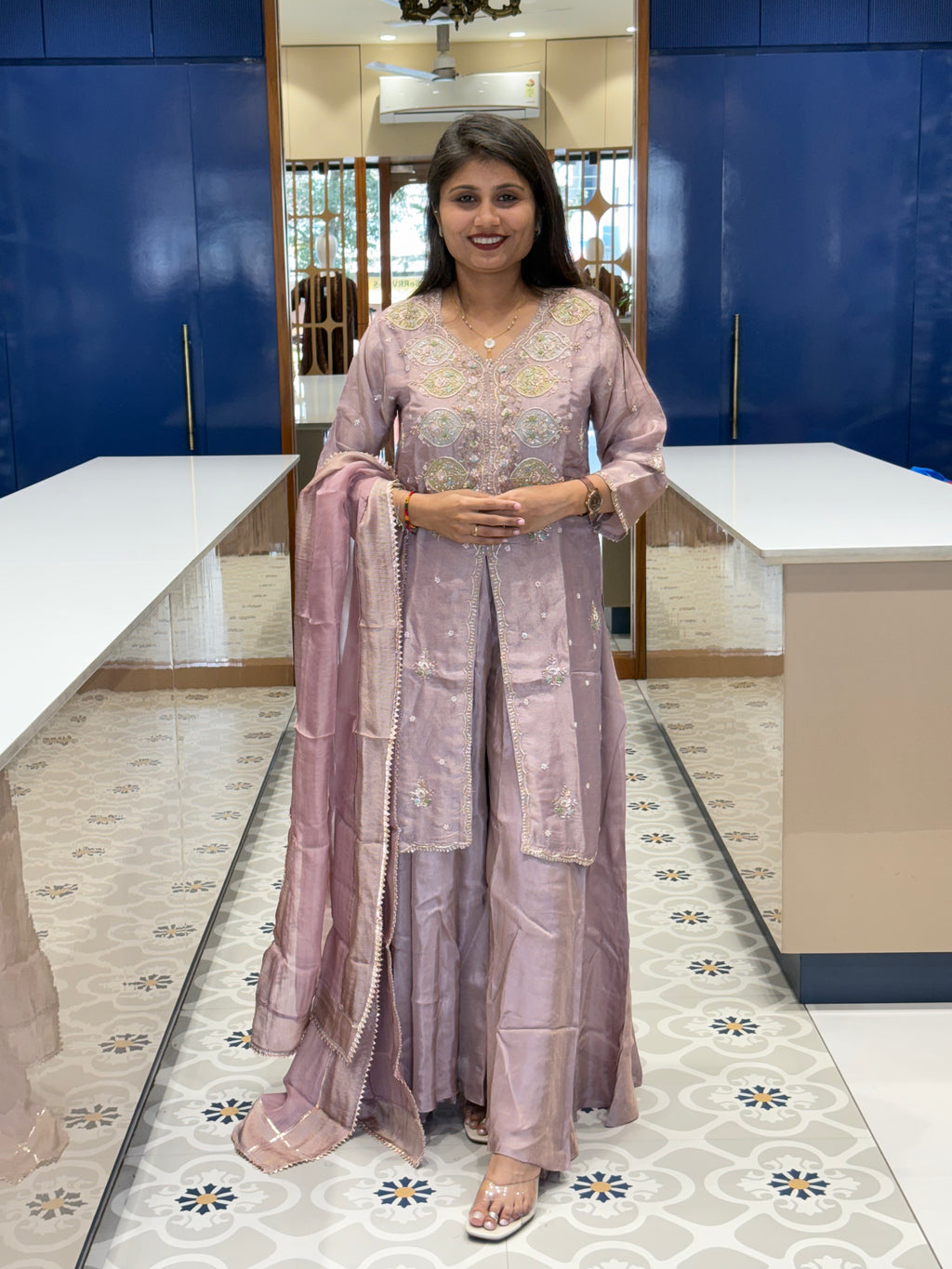 Purple Sharara Set: 0037