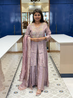 Purple Sharara Set: 0037