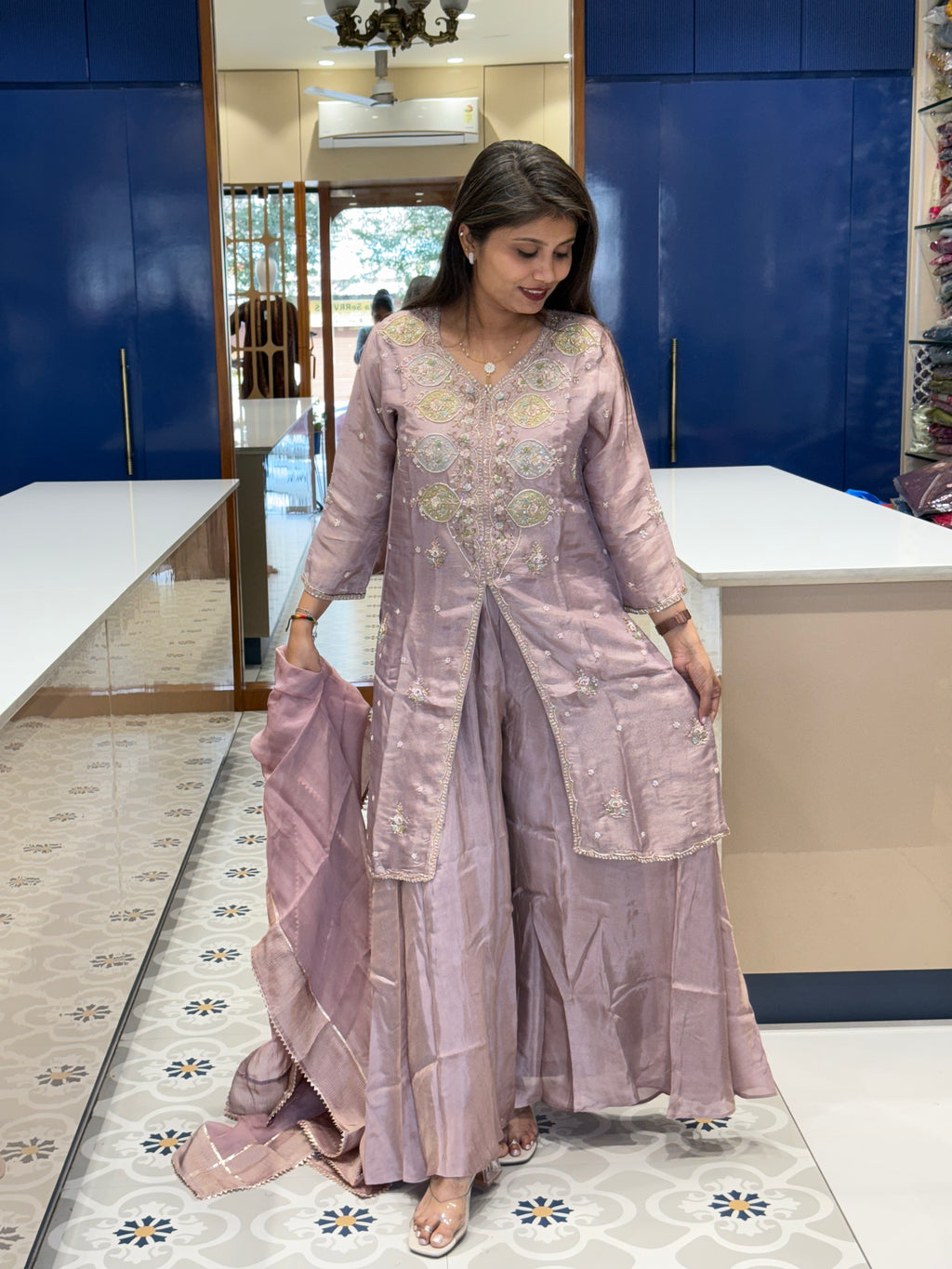 Purple Sharara Set: 0037