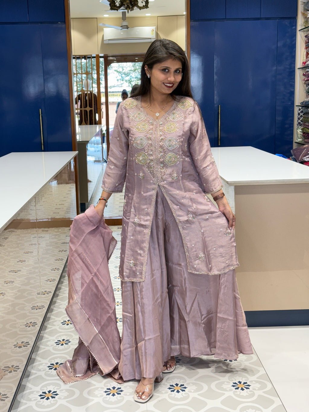 Purple Sharara Set: 0037