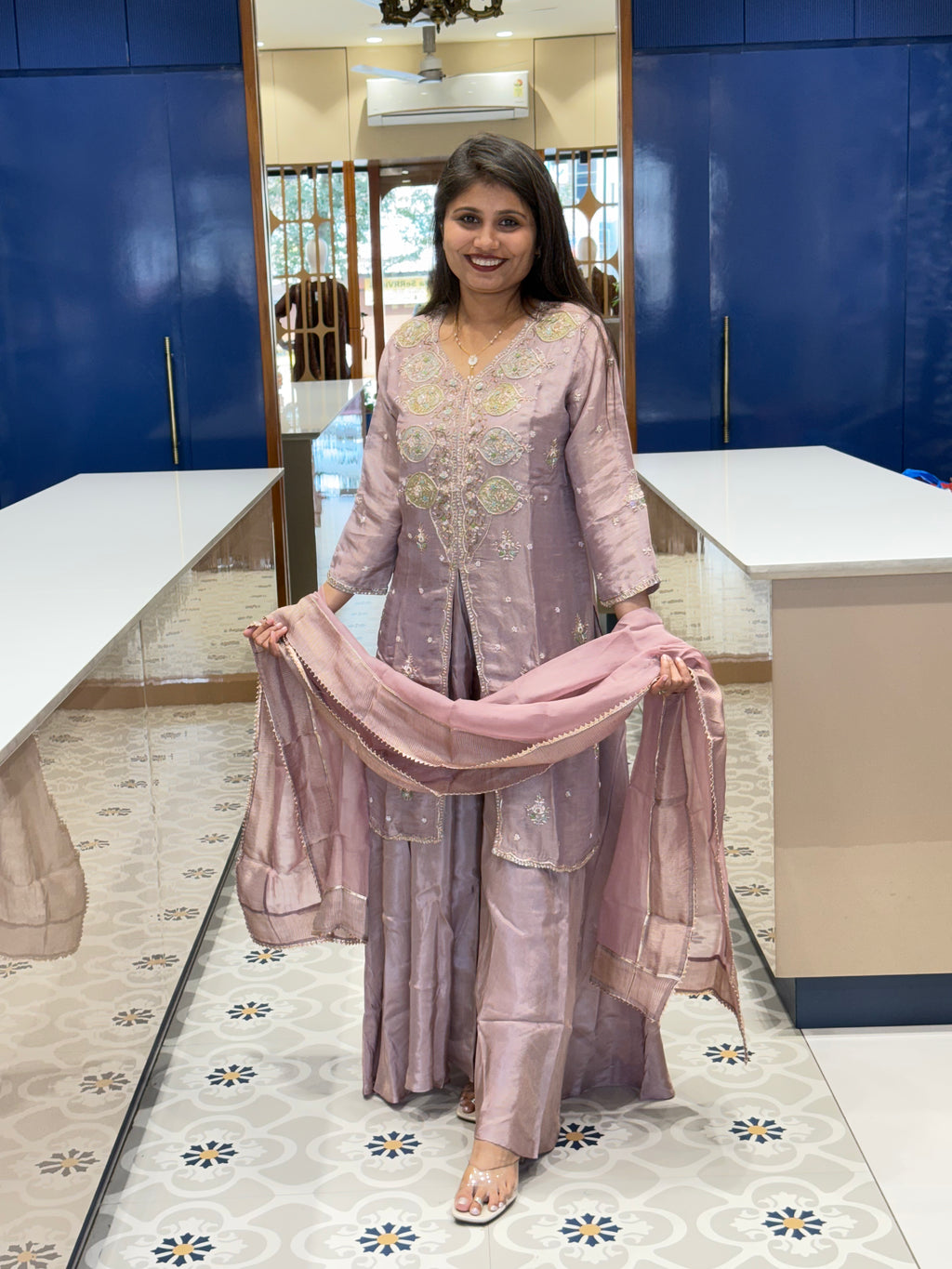 Purple Sharara Set: 0037